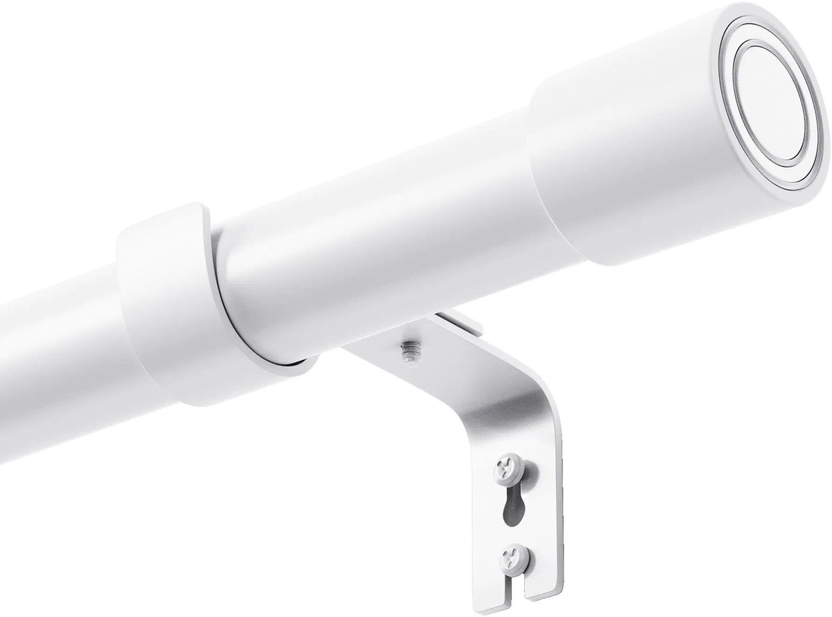 SnelShoppen - Gordijnroede met Ringen 185-435 cm - Telescopische Witte Gordijnroede met Kap Eindstukken - Zwaar Belastbare Gordijnroedes voor Slaapkam