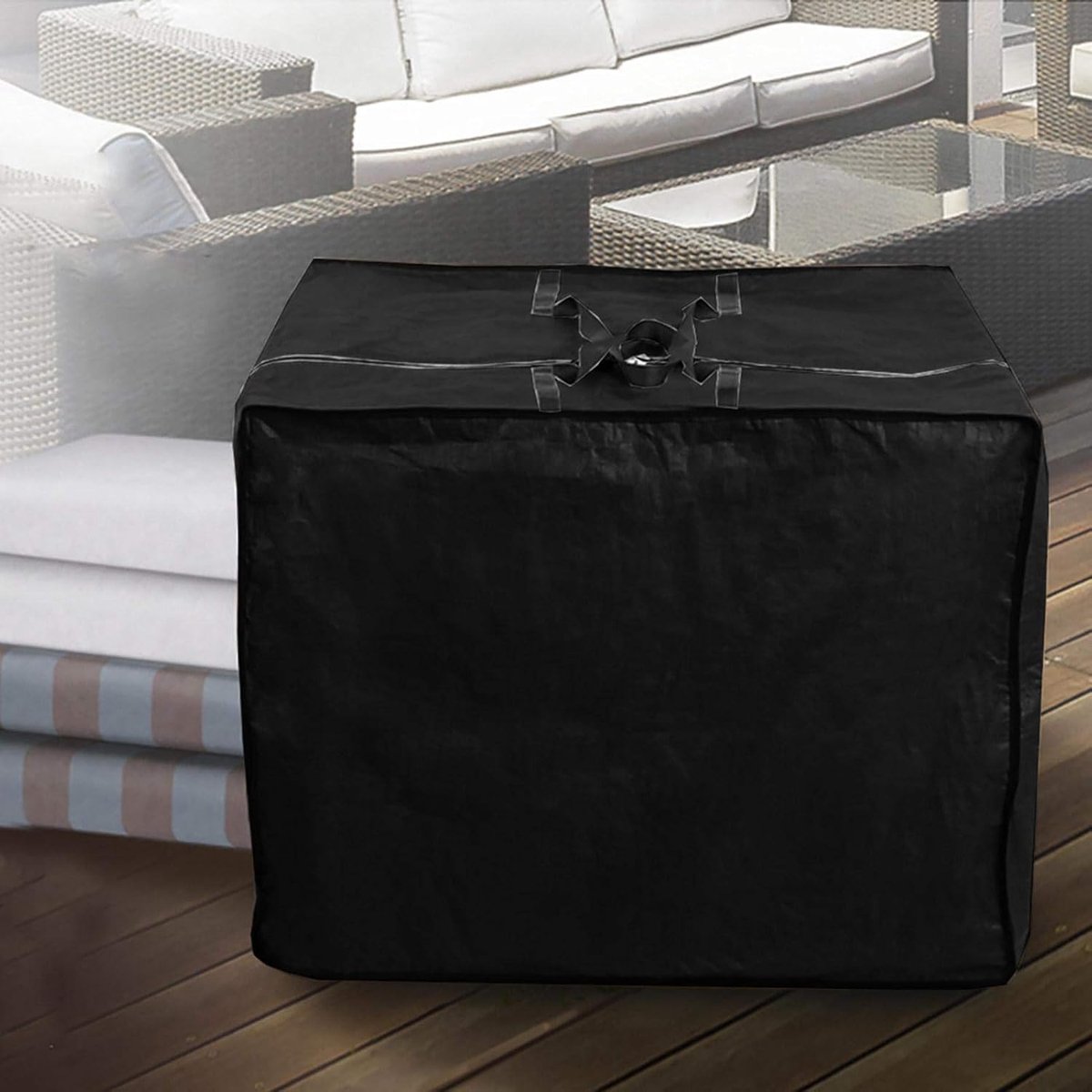 SnelShoppen - Opbergtas en Beschermhoes voor Loungekussen, Tuinmeubel-Zitkussen 80 x 80 x 60 cm, Waterdichte Opbergtas met Draaggreep voor Tuinkussens