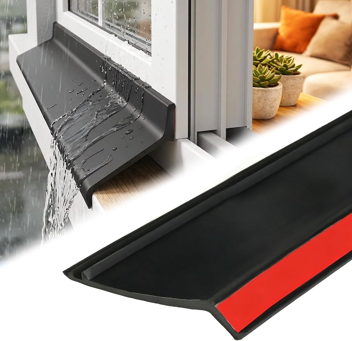 KZQ Zelfklevende Rubberen Tochtstrip 5,5 Cm x 2 M Zwart – Waterdicht En Regenbestendig Voor Ramen Deuren En Balkons