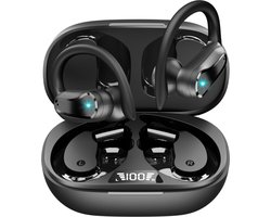 Bluetooth 5.3 sportoordopjes - 48 uur lang meeslepende bas in-ear hoofdtelefoon - met HD-microfoon - IP7 waterdichte draadloze oortelefoon - 500 mAh oplaadcase met hoge capaciteit - LED-display - ENC ruisonderdrukkende oordopjes voor hardlopers