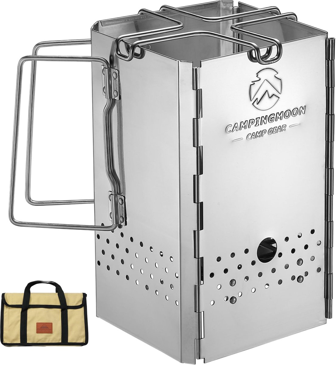 SnelShoppen - Opvouwbare Houtskool Schoorsteen Starter Barbecue voor Camping, Tuin en Feesten - RVS Grill MT-19, Compact en Lichtgewicht