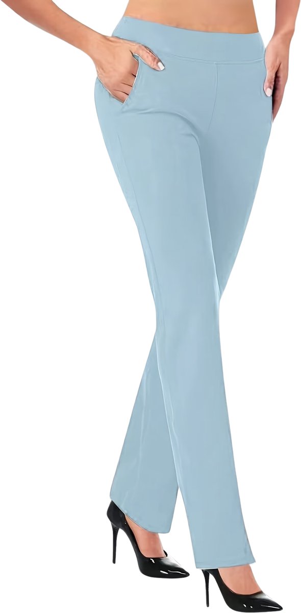 Currero Pantalon Dames Chino Golfbroek Nette Broek Met Elastische Tailleband Volwassenen Lichtblauw Lichtcyaan