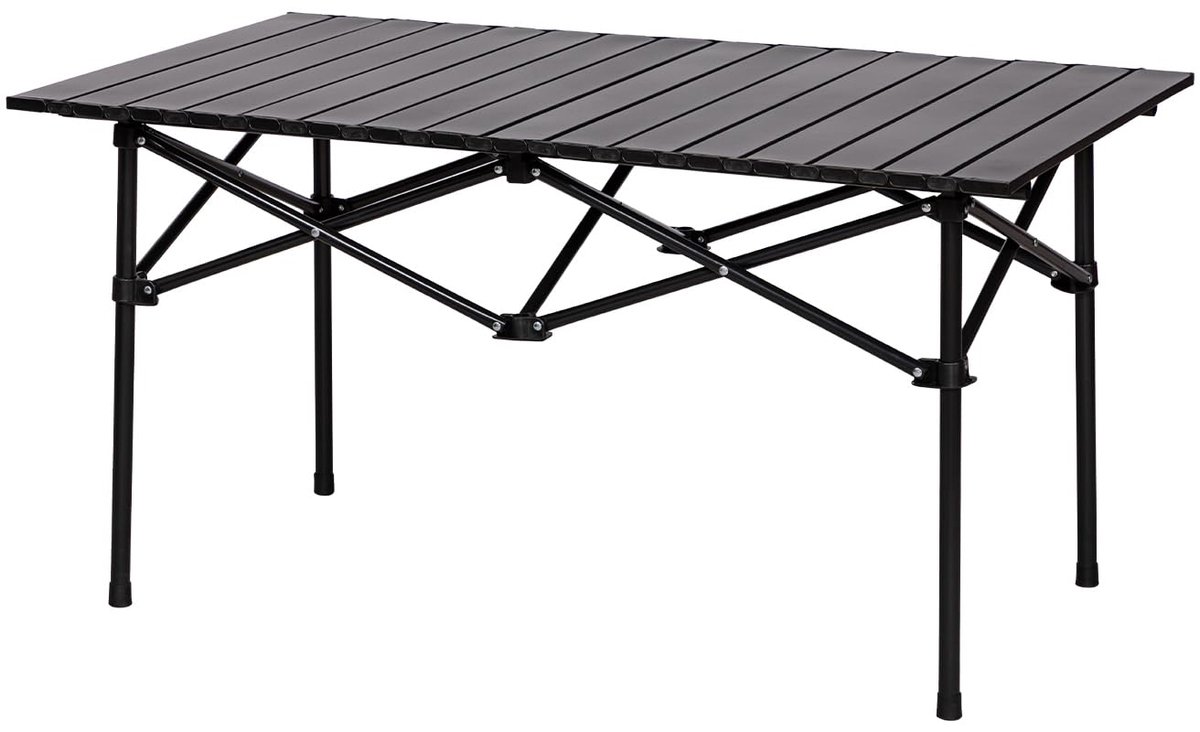 SnelShoppen - Inklapbare Campingtafel 119x55x49 cm - Zwart - Draagtas - Perfect voor Barbecue, Picknick, Tuin en Reizen - Lichtgewicht en Duurzaam