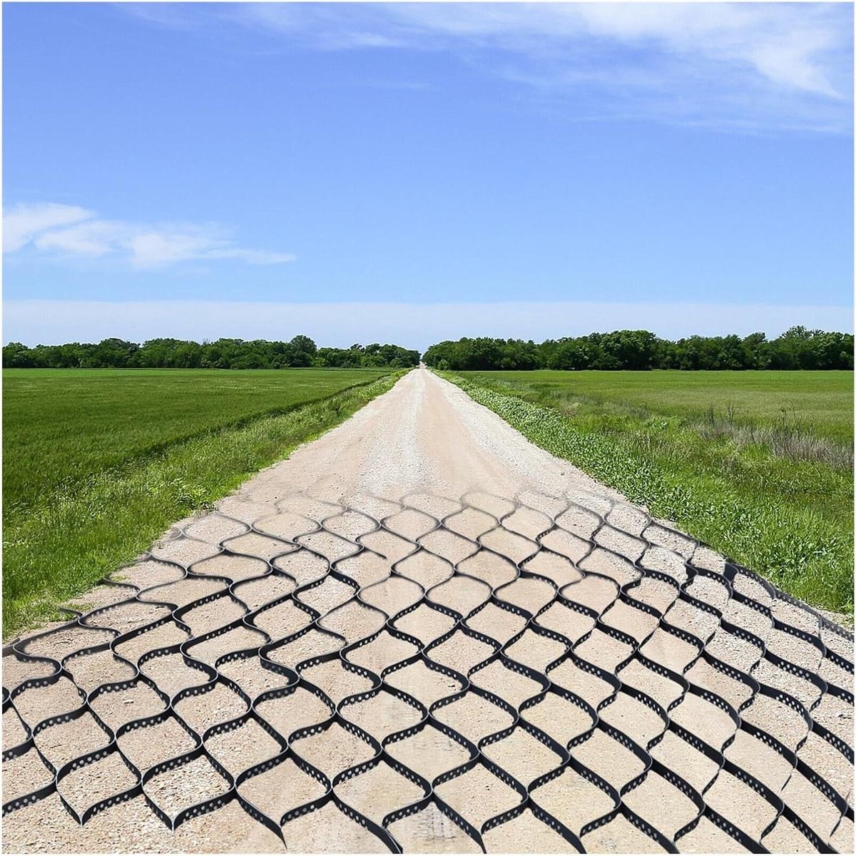 Honingraat Grindpad Rooster - Grindstabilisator Oprit - Landschapsarchitectuur Tuinpad - 5cm Dikke Kunststof - 4 x 9 m - Zwart