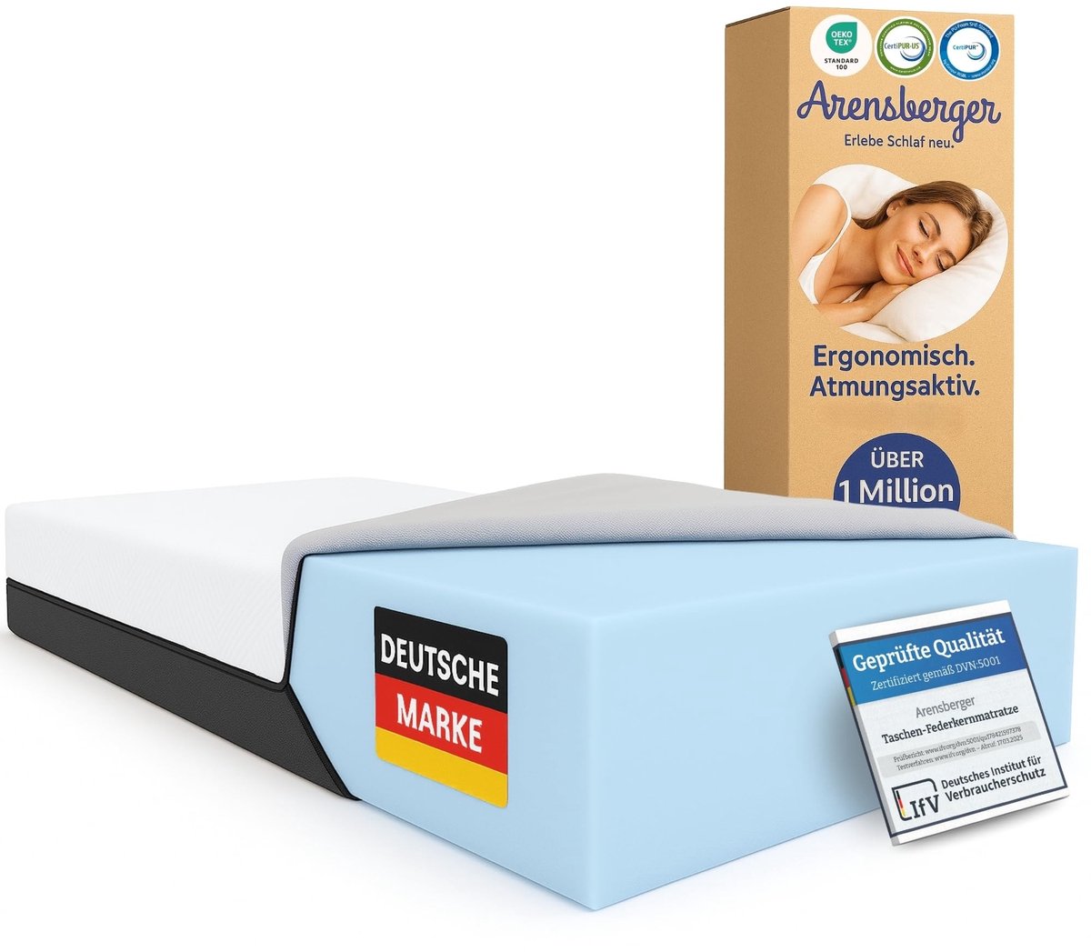 Dailygoods- Gelschuimmatras 140x200 cm - 16 cm Nanocell®-gelschuim - H3 hard - Ademend - Afneembare overtrek - Wasbaar tot 60 °C - Matras