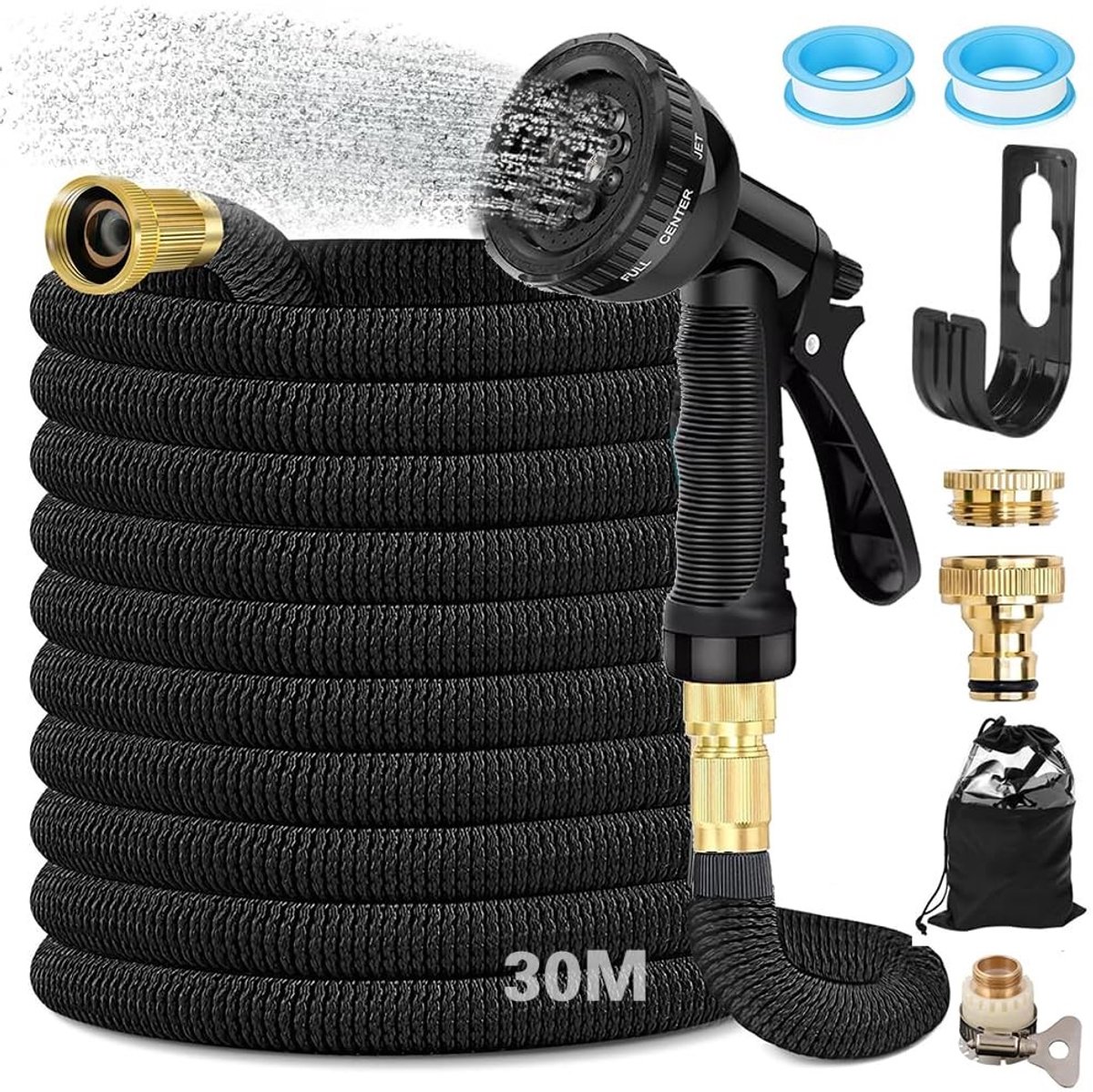 Dailygoods - Flexibele Tuinslang 30 m - Met 8 Spuitfuncties en Adapters