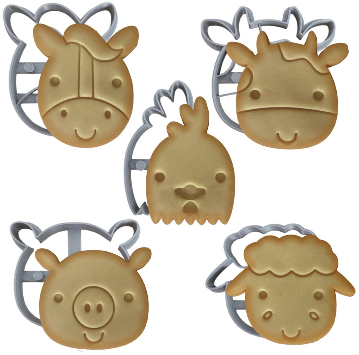 SnelShoppen - Boerderijdieren Koekjessnijders Set van 5 - Kip, Varken, Koe, Paard, Schaap - Perfect voor Kinderverjaardagsfeestje en Themafeesten - Cr
