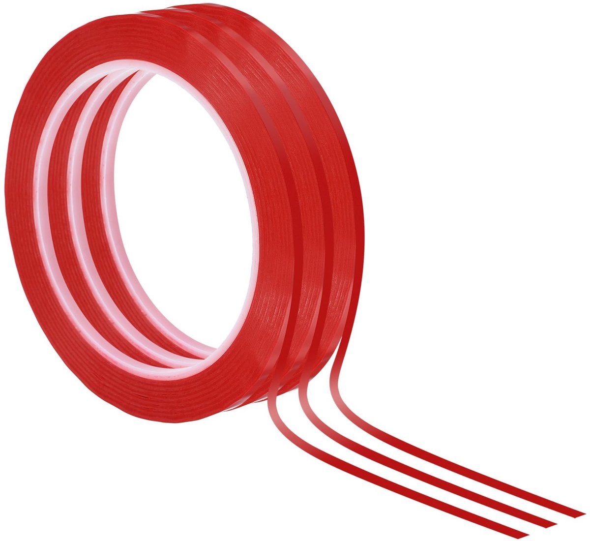 Dailygoods - Whiteboard Tape 2mm x 66m - Set van 3 Rode Decoratieve Tape