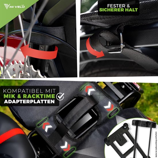 Fietstas van gerecycled materiaal - dubbele tas voor bagagedrager 36 liter - regenbescherming - MIK & Racktime adapter - fietstas dubbel van Beck. — afbeelding 3