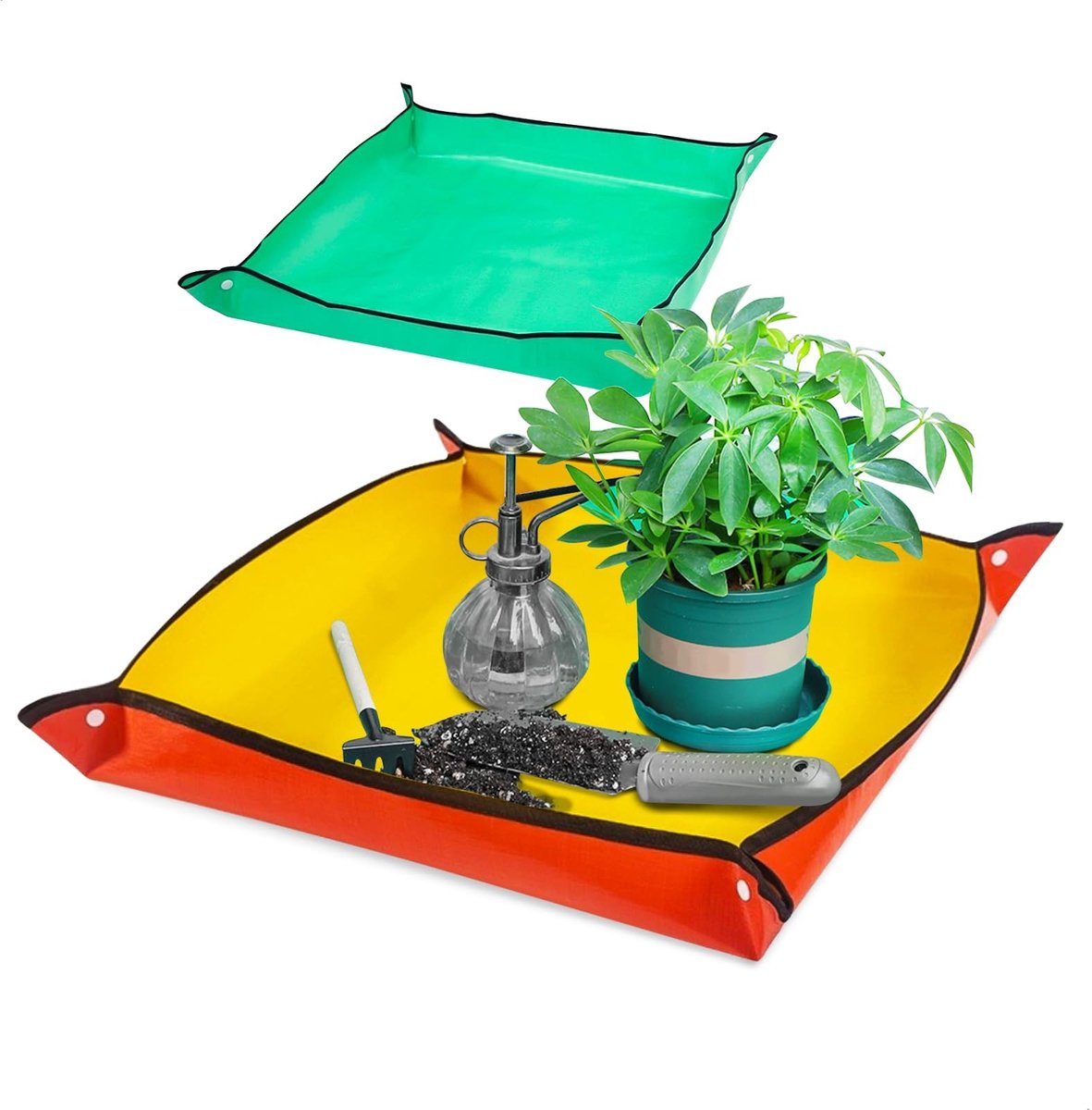 Dailygoods- Rempotagetapijt 2-in-1 Set - Waterdicht - Antislip - Pliable - Slijtvast - Afmetingen 100x100 cm / 50x50 cm - Tuinmat