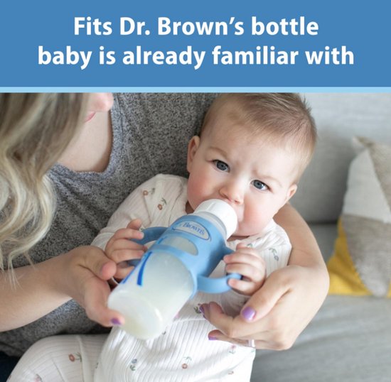 Dr. Brown's Siliconen Flessenhandgrepen voor Smalle Babyflessen (Zwart/Roze/Ecru) - Afneembare Easy Grip Handvatten - BPA-vrij - Overgang naar Drinkbeker — afbeelding 3