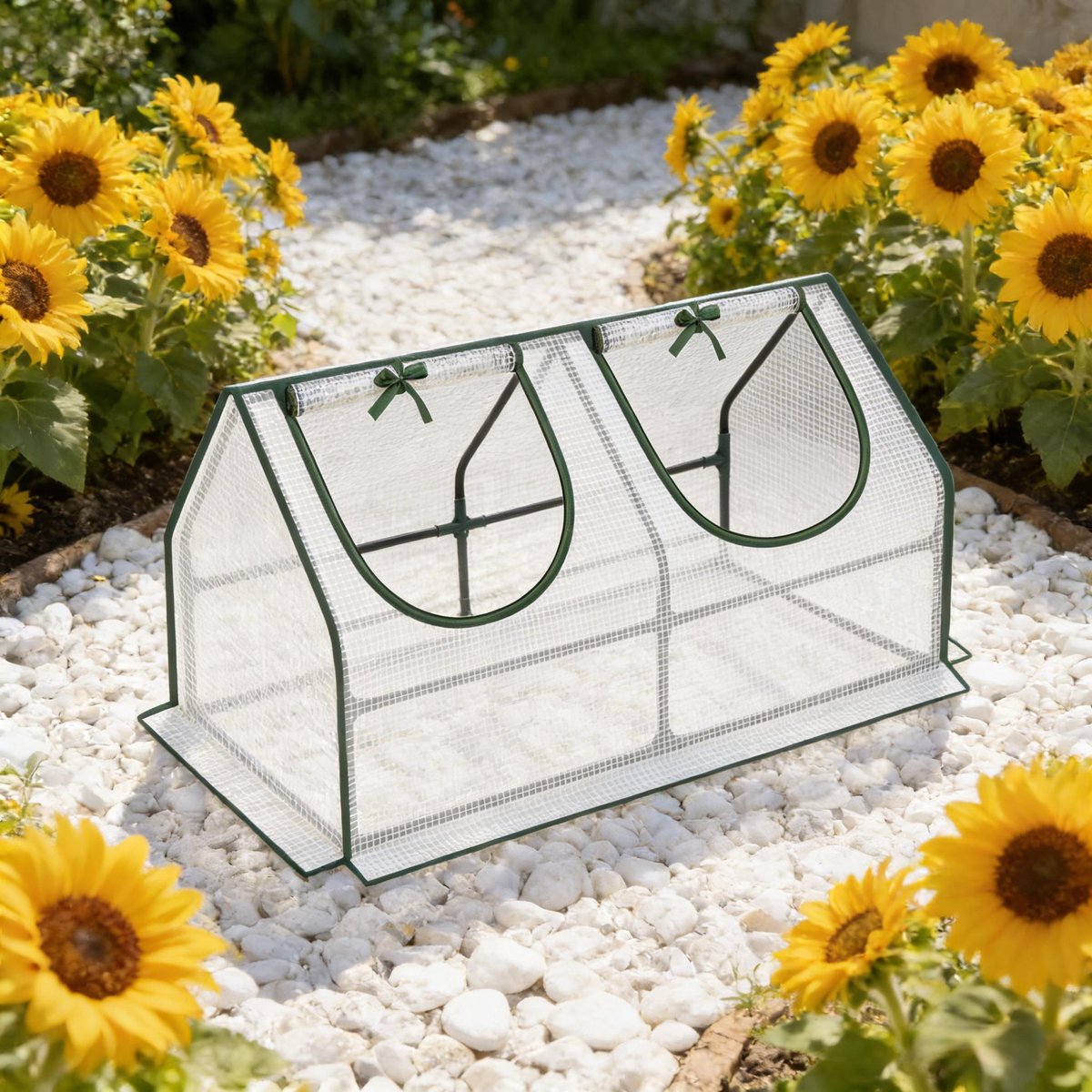 FloraGrace Kweekkas – 120 X 60 X 60 Cm – Met 2 Oprolbare Ventilatieramen – Staal En Polyetheen – Wit – Voor Balkon Terras En Tuin