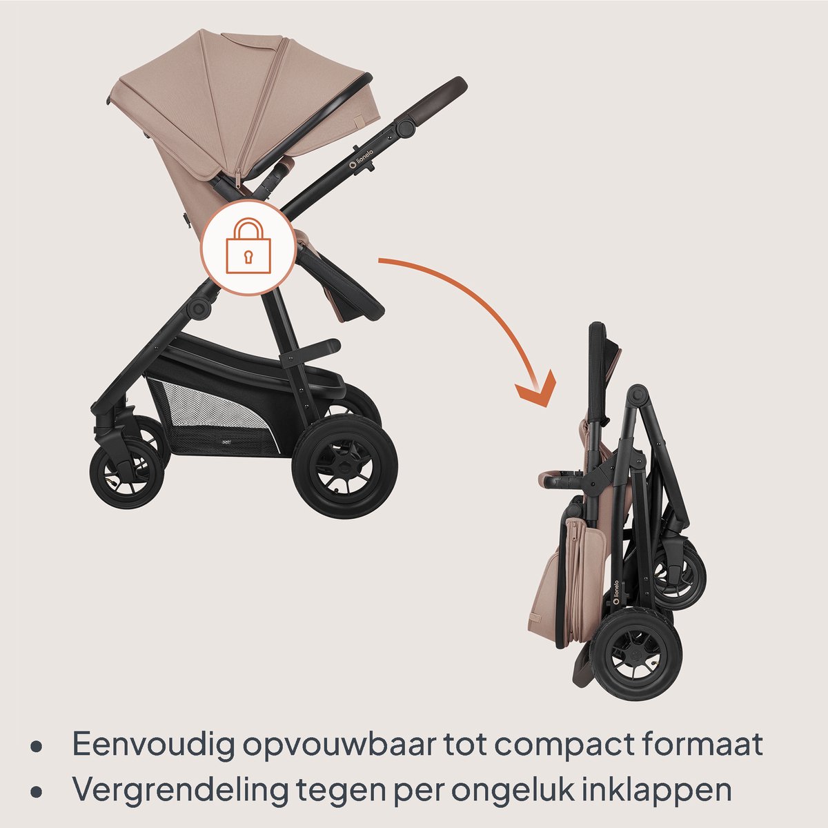 Lionelo Bianka Kinderwagen 3 in 1 - incl. Astrid i-Size Lite Autostoel - 0-22kg - XXL - Wandelwagen / Buggy 3in1 - Verstelbare duwstang - Opvouwbaar - Accessoireset - XXL UPF50+ zonnekap - Luchtbanden met vering - Reiswieg thumbnail 6