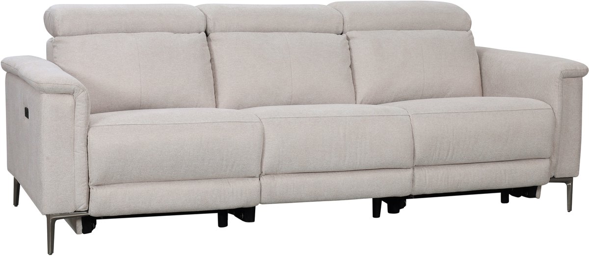 Lund-3-zits bank met 2 elektrische relaxstoelen in stofcrème