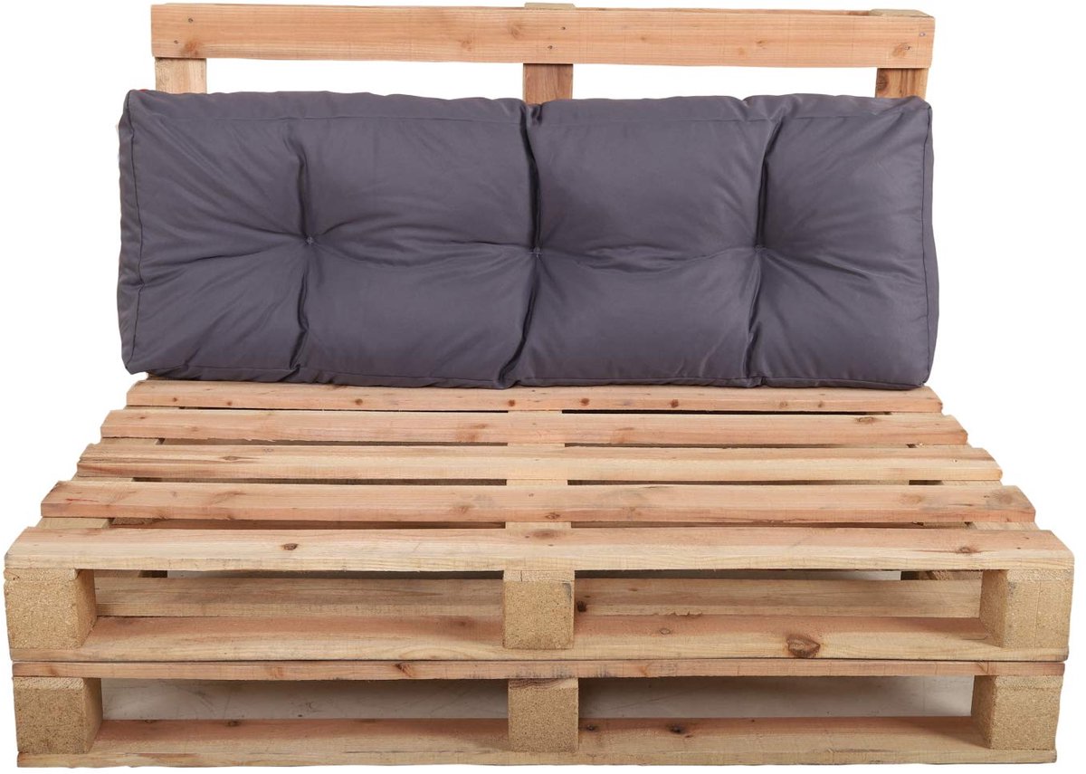 SnelShoppen - Chicreat Q020 Pallet Kussen Donkergrijs Rood Tuin Kussen voor Buiten Meubels, Comfortabel, Weerbestendig, 120x80 cm, Perfect voor Feest,