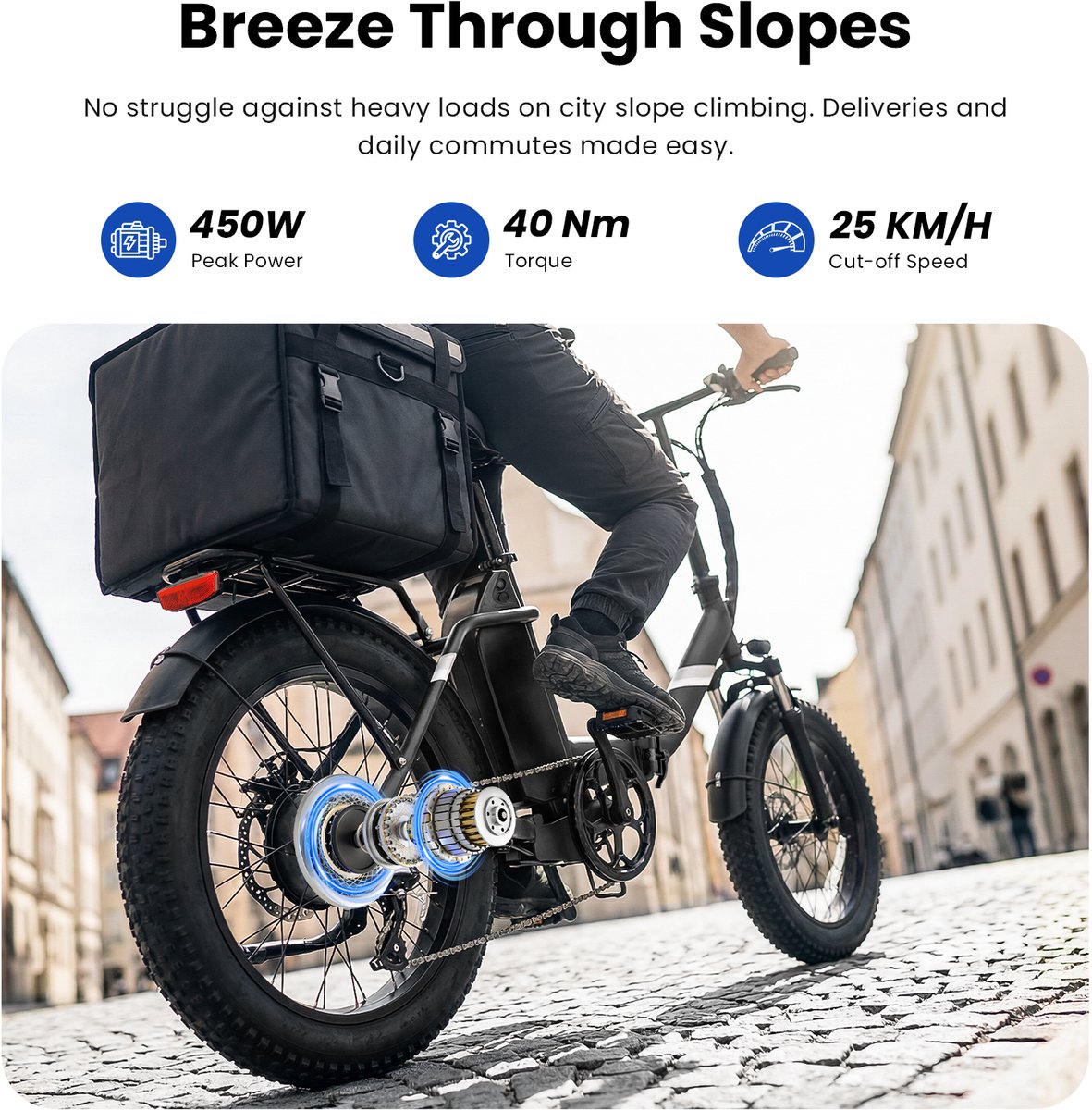 Touroll S3 Elektrische Fiets - Opvouwbare Fatbike - 468Wh Verwijderbare Accu thumbnail 6
