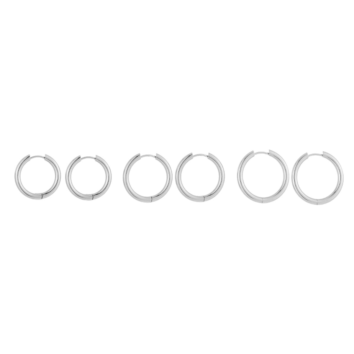 Stainless Steel Graduated Bold Chunky Hoops Set – Luxe XL Oorringen Setje – RVS - Zilver