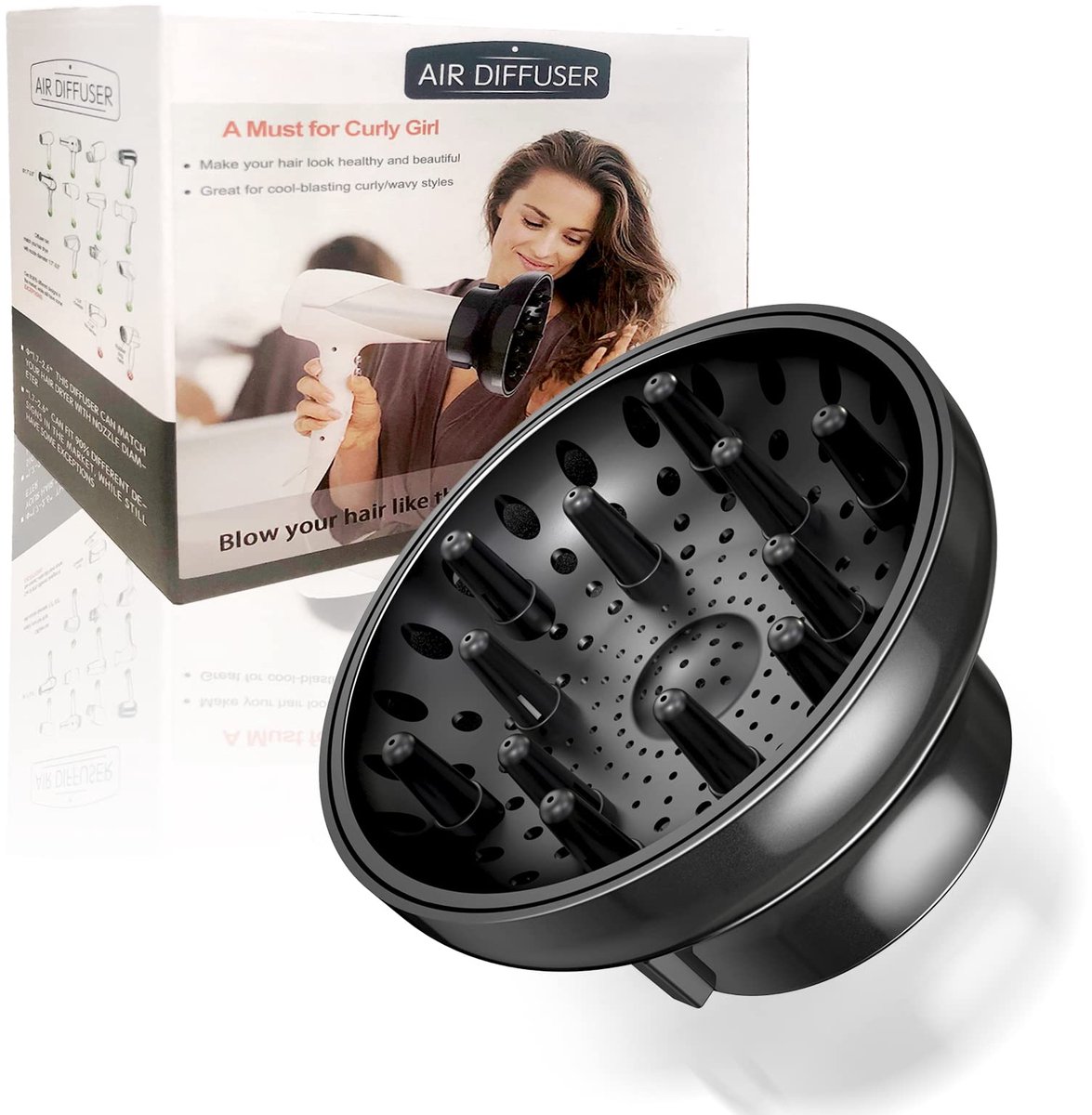 SnelShoppen - Föhn Diffuser Attachment Universele Verstelbare Professionele Salon Tool voor Krullend Haar, Past op de meeste Föhns met Diameter 4.3-6.