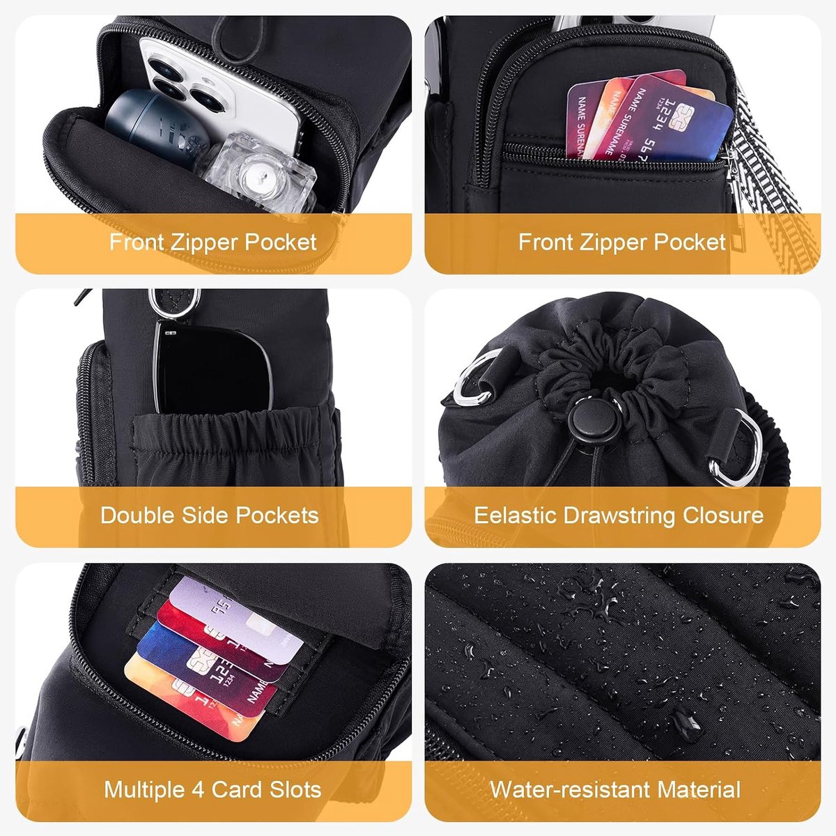 Waterfles tas - Flessenhouder - Waterfles tas - Flessendrager - Met schouderriem - 40 oz - Telefoontasje - Schoudertas - Geïsoleerde waterflestas - Geschikt voor fitness, wandelen, trektochten en buitensporten - Zwart — cadeau in Sport & Outdoor - foto 4