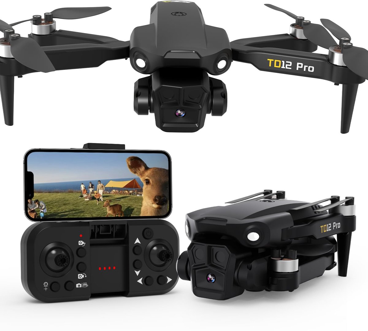 SnelShoppen - Toladrone TD12PRO Minidrone met Camera, Opvouwbare Quadcopter voor Beginners en Volwassenen, Borstelloze Motor, 3 Snelheidsmodi, Optisch