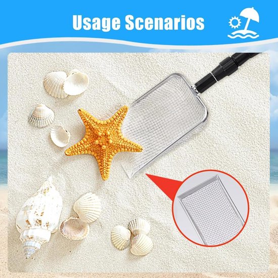 Strandzeef - Zandschep - Schatten zoeken - Uitschuifbare steel - Tot 106 cm - Zilver — afbeelding 2