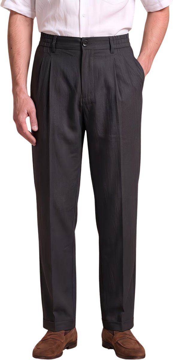 Currero Pantalon Heren Chino Regular Fit Golfbroek Nette Broek Elastische Tailleband Volwassenen Zwart