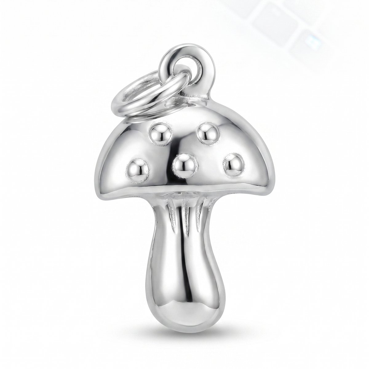 Zilveren Paddenstoel Hanger - Geluksbrenger - Massief 925 Zilver - Bedel Champignon / Herfst - Exclusief Ketting