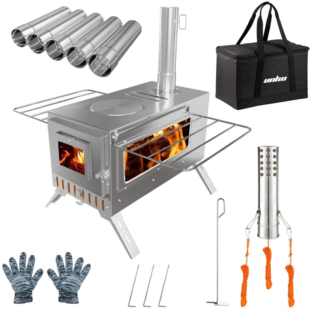 Brandistry - Houtkachel - Draagbare Houtkachel - Camping Houtkachel - Tentkachel - Roestvrijstaal - Camping - Verwarming