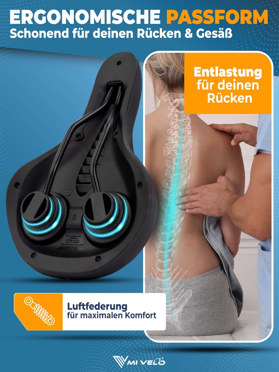 SnelShoppen - MIVELO Comfort Pro Fietszadel Geheugenschuim | Ergonomisch en Comfortabel Fietszadel voor Dames en Heren | Ideaal voor Trekking en Fiets