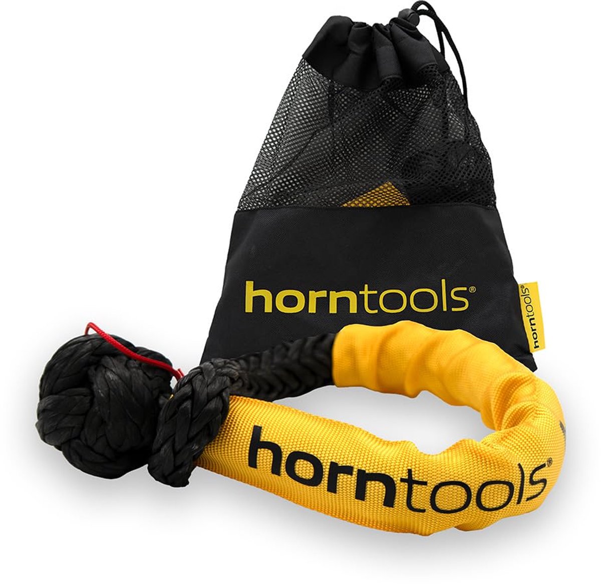 SnelShoppen - Horntools Softschakel met Snijbescherming 12 mm Touw, Robuuste Beschermhoes, Offroad Sleeptouw, Lichte Karabijnhaak-Lus (10 Ton)
