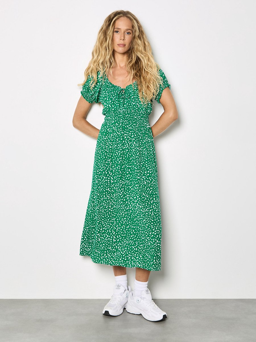 Midi-jurk met stippenprint