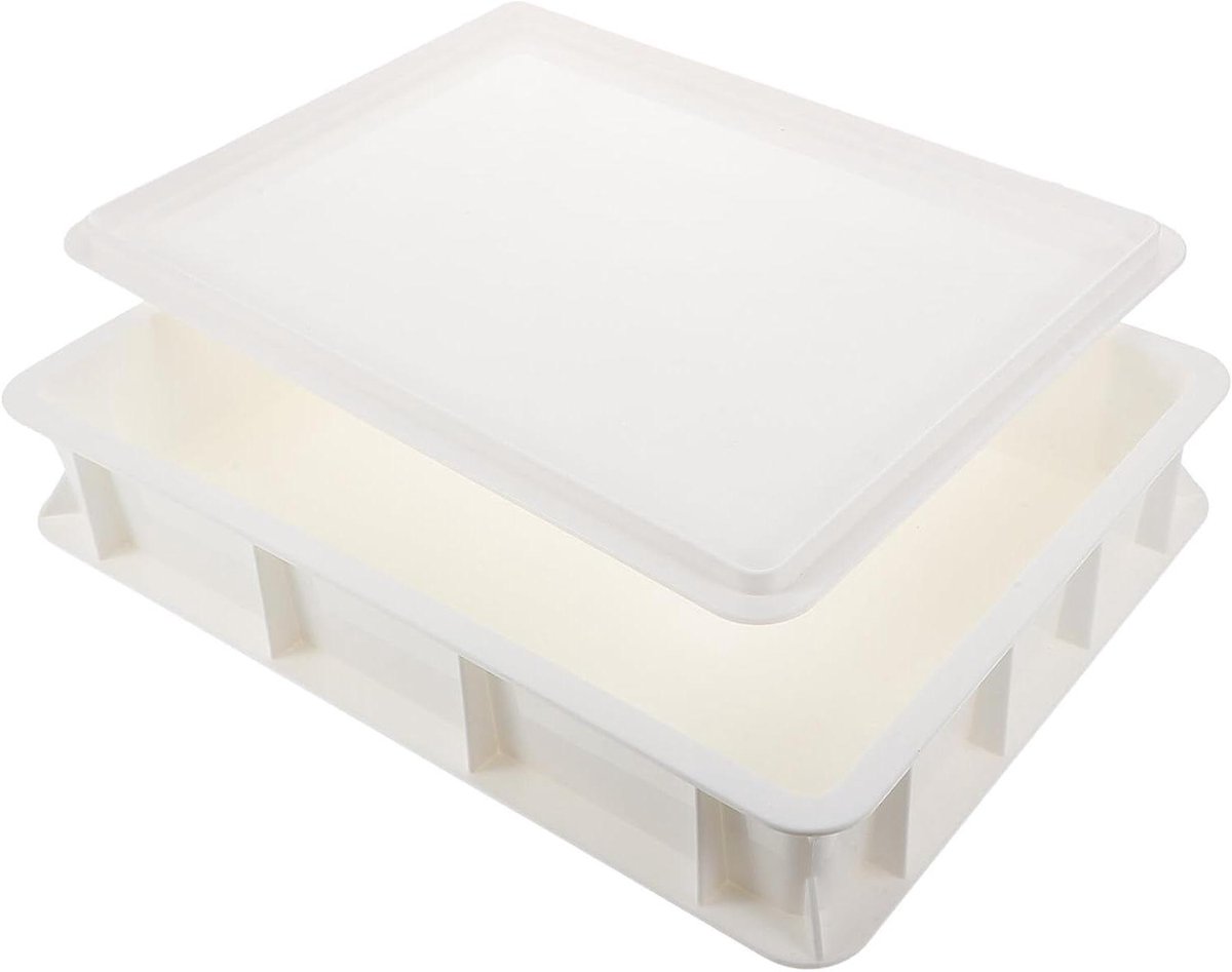 Deeg Bak Tray - Rijstbak met deksel - Brood Deeg Rijzen - Vochtbehoud - 40x30x9 cm - Wit