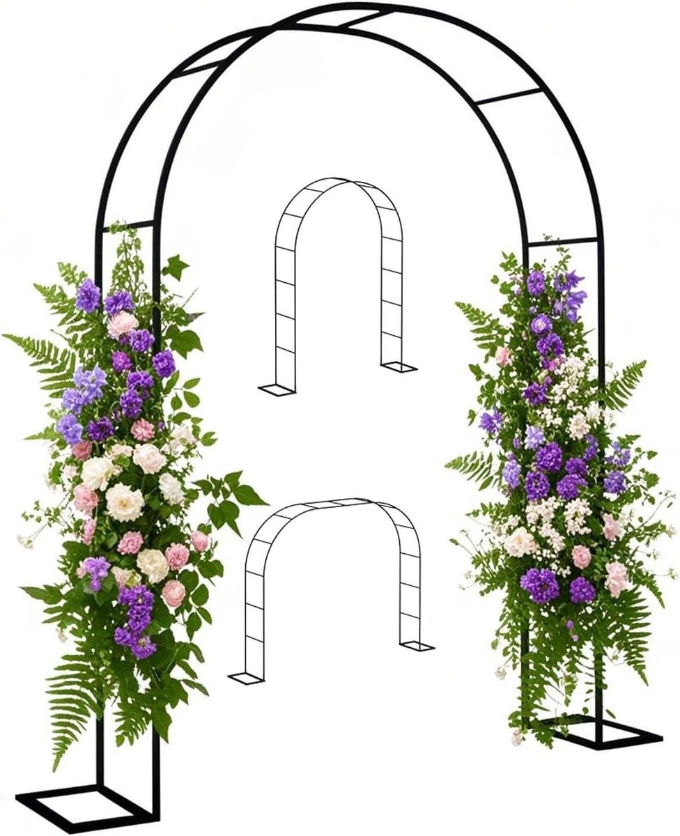 Metalen Rozenboog - Tuinboog Prieel - Klimplanten Ondersteunen - Hoogsterkte Staal - 120x400 cm - Zwart