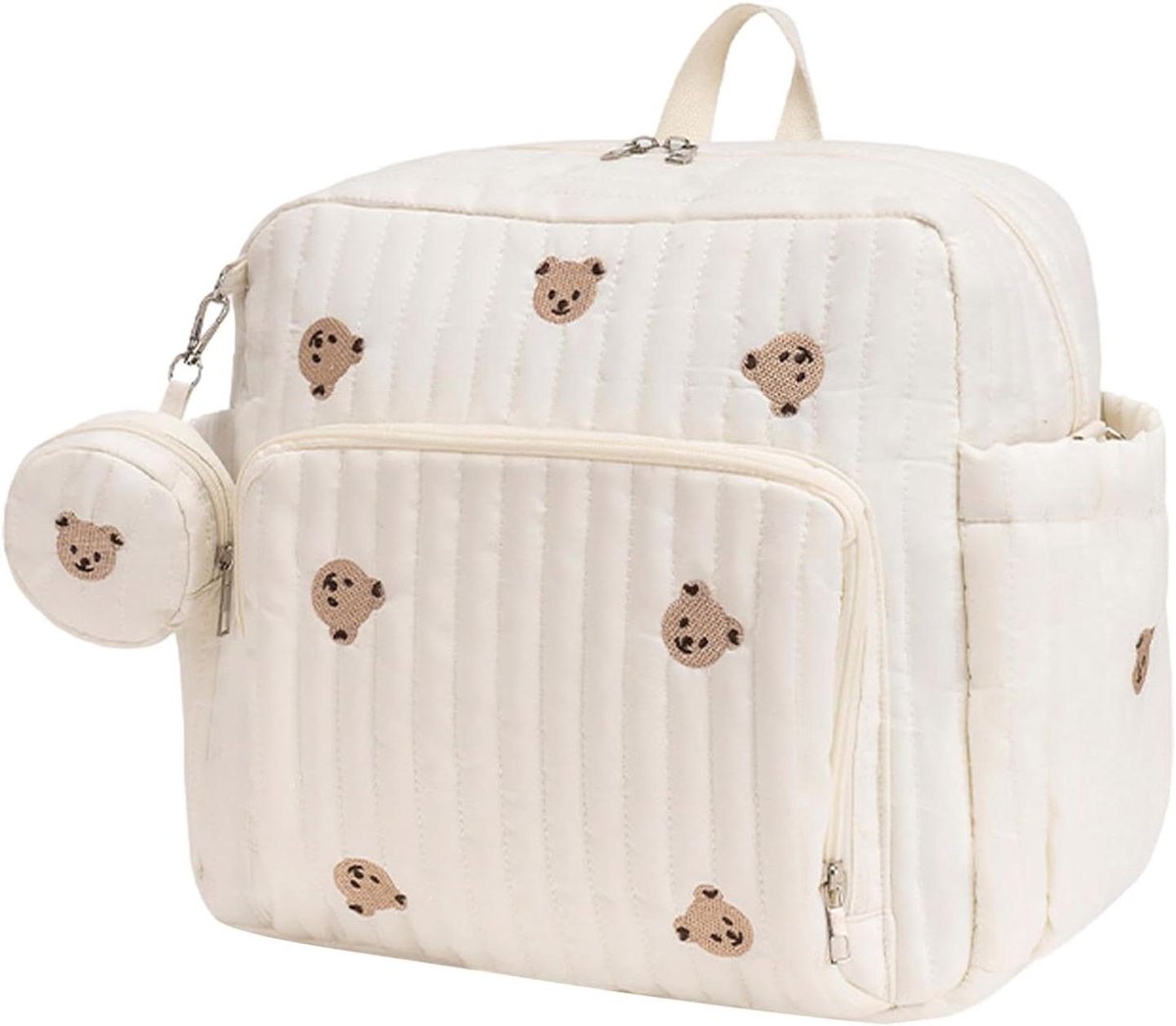 Baby luiertas rugzak - Baby reistas - Organiseer onderweg - Schattig berenontwerp - 30x20x44 cm - Roomwit
