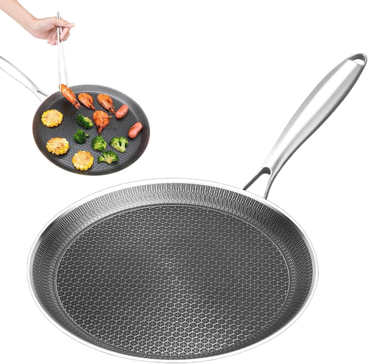 Antiaanbakpan Pannenkoeken - Koekenpan Plaat - Ontbijt Bereiden - Gelijkmatige Warmte - 24-28 cm - Meerkleurig