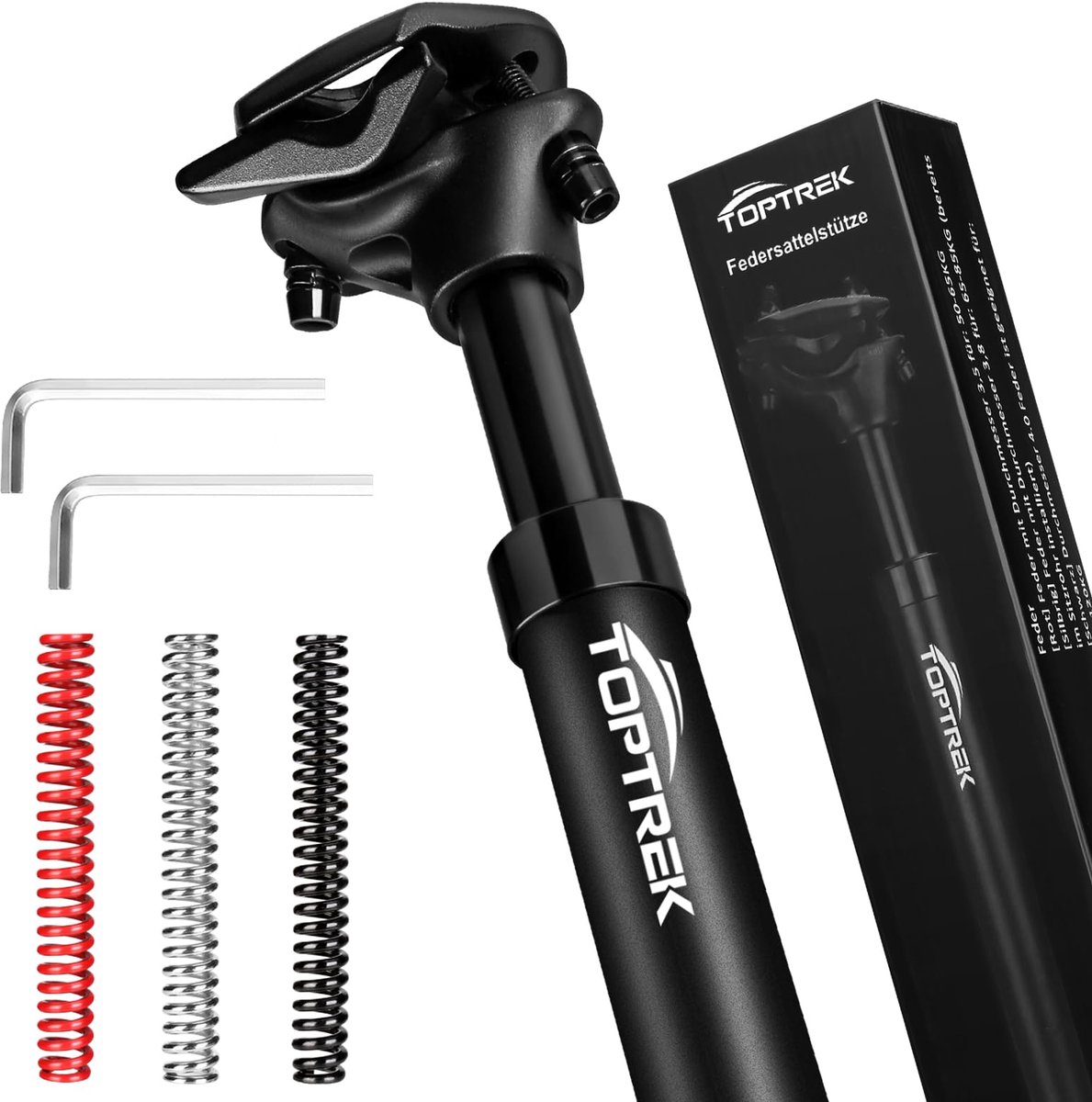 SnelShoppen - Geveerde Zadelpen 30,9 mm - Fietszadelsuspensie met 3 Veren - Voor MTB en Stadsfiets - Draagt 50-120 kg - Comfortabel Fietsen