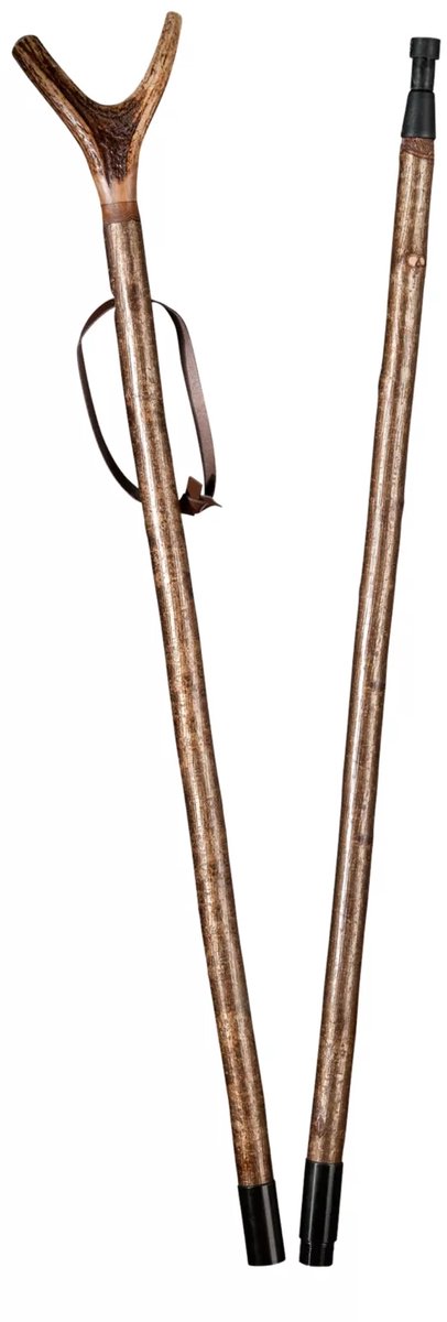 Gastrock Jagersstok – Hertengewei – Met lus - Tweedelig met schroefverbinding – Combi Spike dop – Houten wandelstok – Jagers wandelstok – wandelstok outdoor – 690 gram – 170 cm lang