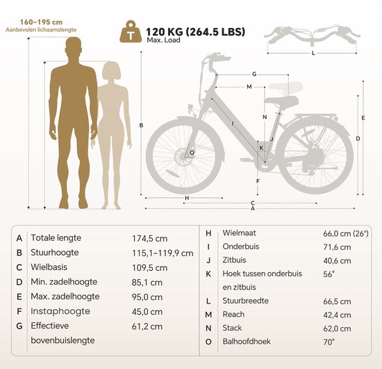 Touroll J2 ST Elektrische Fiets / E-bike - 250W Motor - 45 Nm - 100 km Actieradius - Shimano 7 Versnellingen - Lage Instap - Bagagedrager - Zand — afbeelding 4