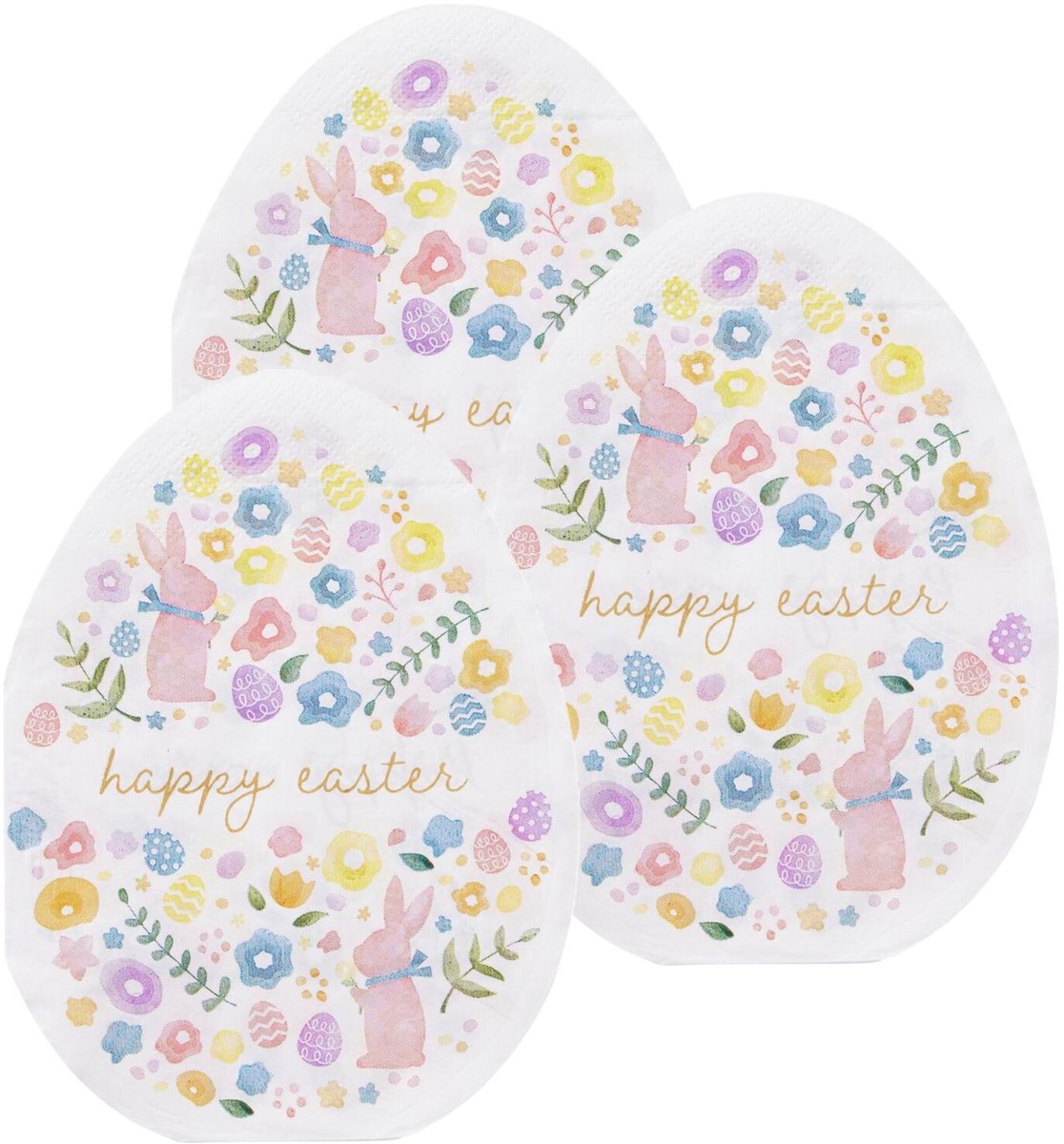 Excellent Houseware Pasen thema servetten - Paaseieren design vorm - 60x stuks - 33 x 33 cm - Paasontbijt