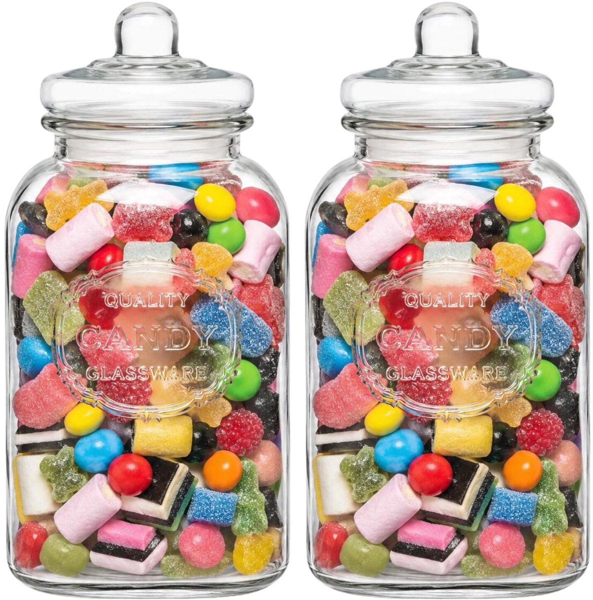 Alessandro luxe voorraadpot - 2x - snoeppot - glas - met deksel - 4.8 liter - koektrommel - snoepjes - 16 x 33 cm