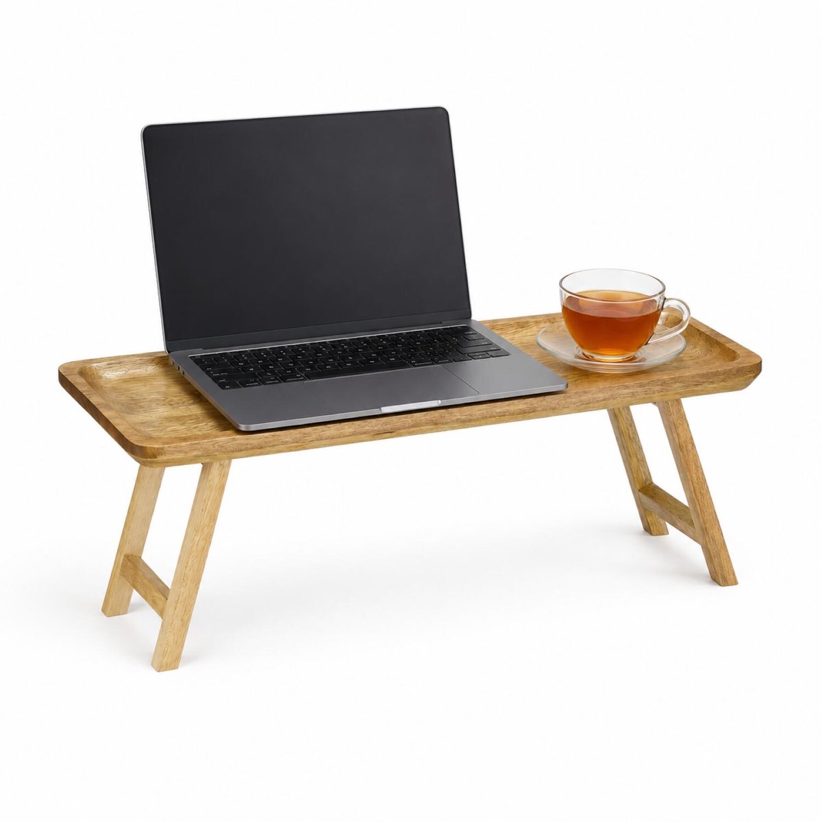 Mica Decorations schoottafel / bedtafel - mango hout - 40 x 15 cm - inklapbaar