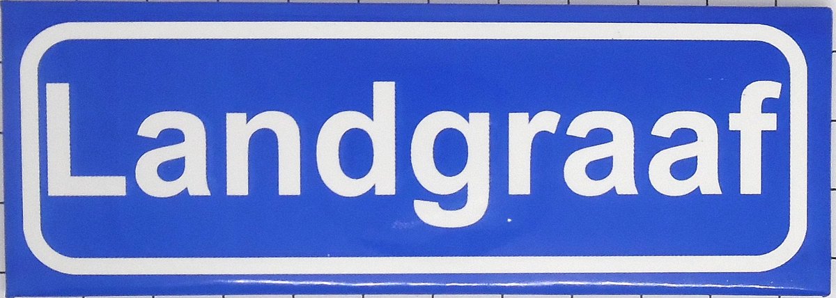 Souv© - koelkast magneet - plaatsnaam bord - kombord - souvenir - koelkastmagneetje - relatiegeschenk Landgraaf