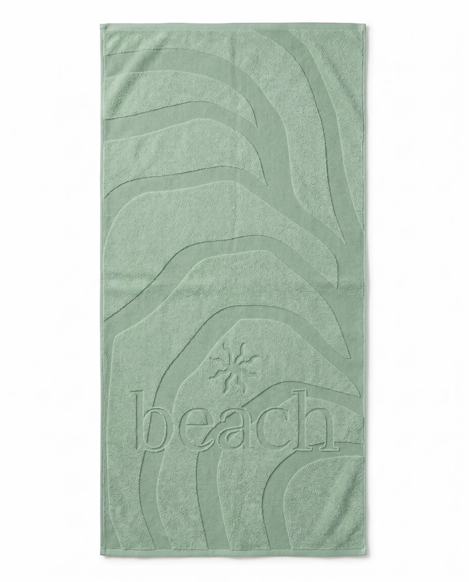 Zohome Strandlaken Lazy Beach - 100x200 cm - 100% Katoen - Light Green - Badlaken - Strandlaken - Strandhanddoek