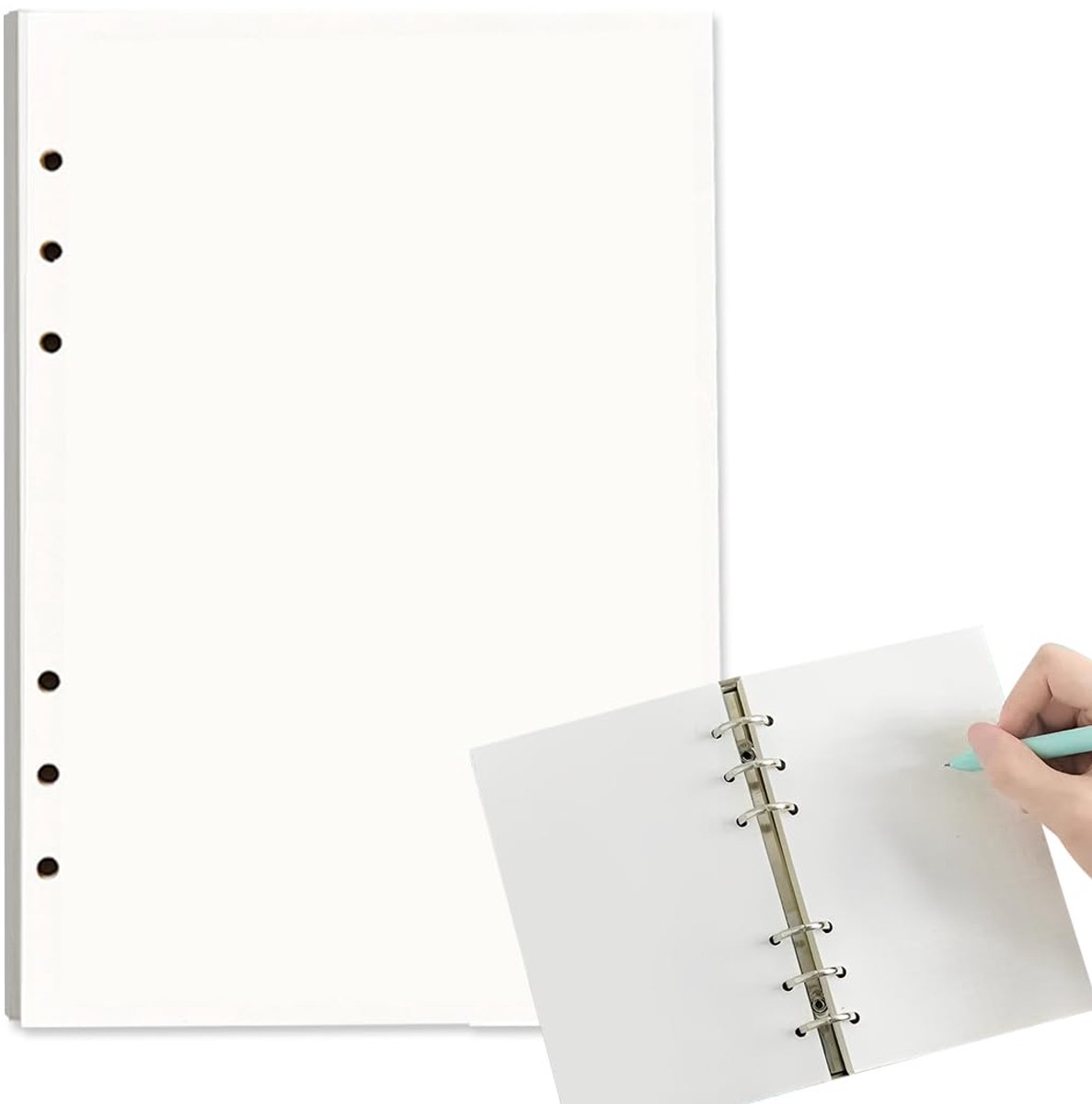 Dailygoods - 120 Vellen A5 Refill Papier met Gaten - Voor Notitieboeken en Planners