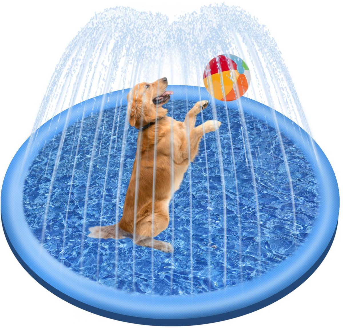 Dailygoods- Hondenzwembad 100 cm - Opblaasbaar - Opvouwbaar - Water speelgoed - Honden sproeier - Veiligheidsinstructies. - Sproeimat
