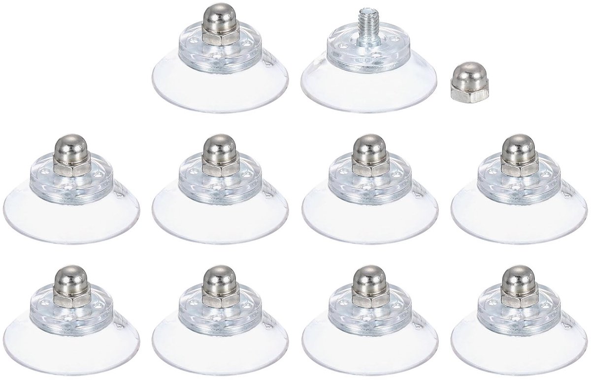 Dailygoods - 10 Stuks Transparante Zuignappen voor Glas met M4 Schroef voor Meerdere Toepassingen