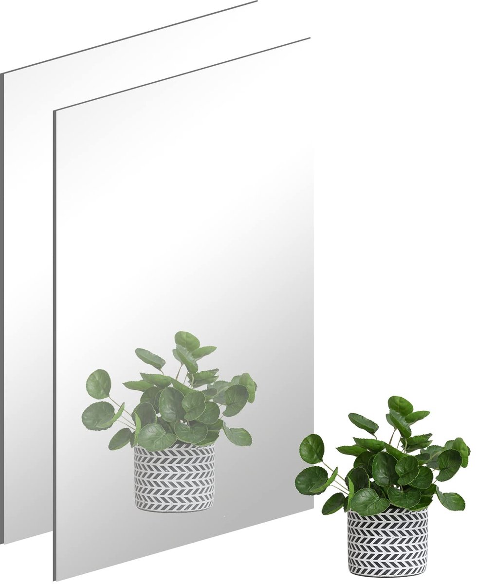Dailygoods - 2 Stuks Zelfklevende Acryl Spiegel 40x30 cm - Onbreekbare Rechthoekige Muursp