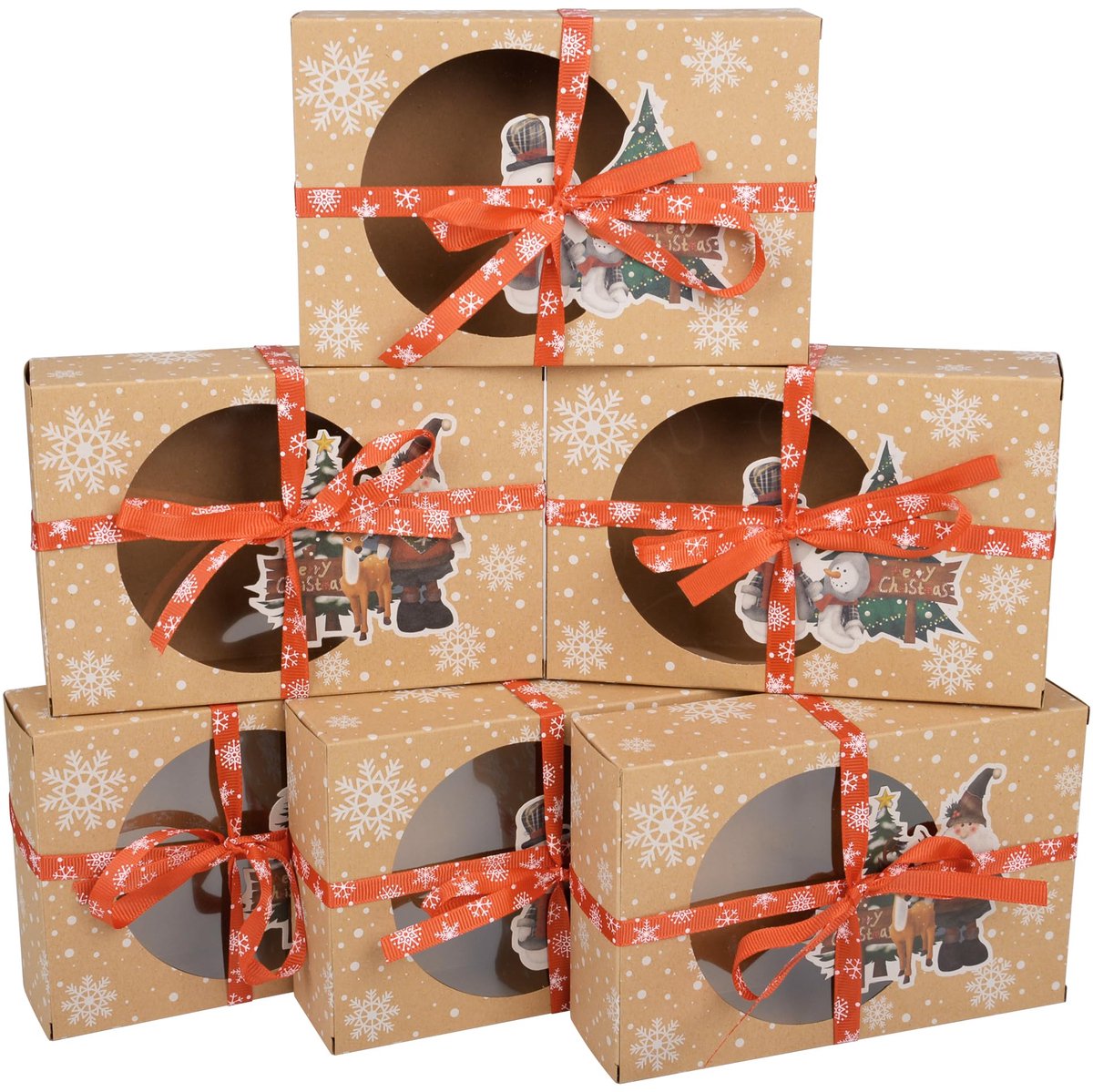 Dailygoods - 6-Pack Kerstcadeauboxen - Lege Kartonnen Dozen met Venster