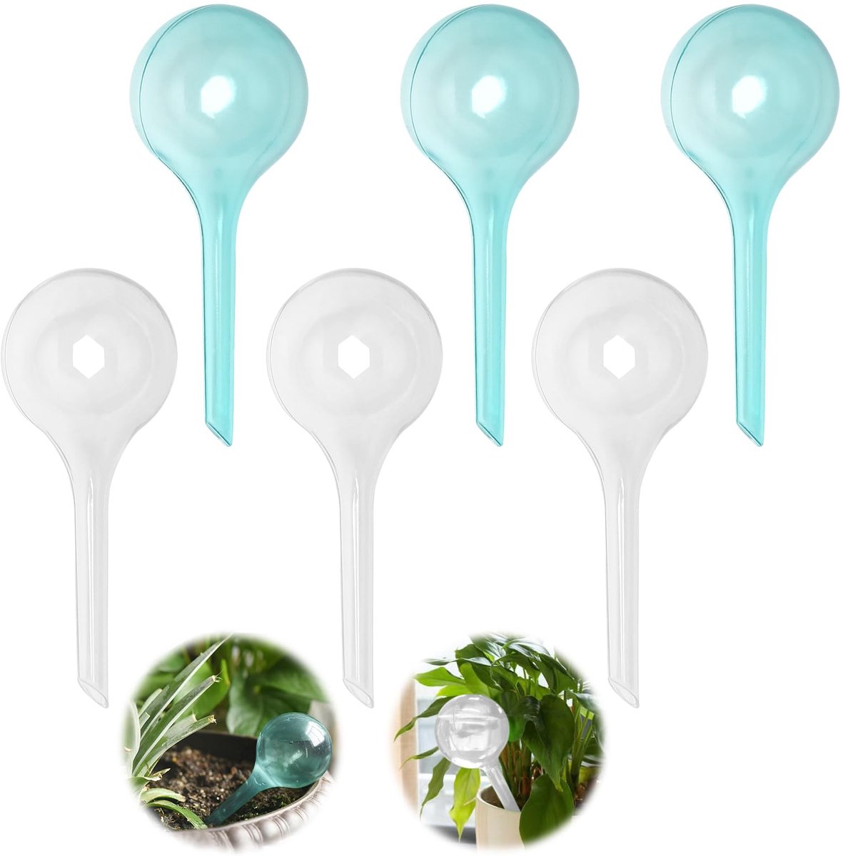 Dailygoods - 6 Stuks Kleine Planten Watergeefballen - Zelfwateringssystemen voor Binnen en Buiten