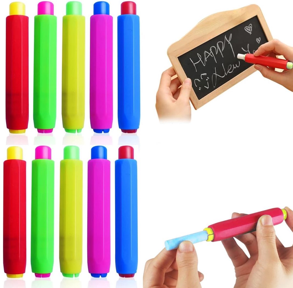 Dailygoods - 10 Stuks Verstelbare Krijthouders voor Kinderen en Volwassenen